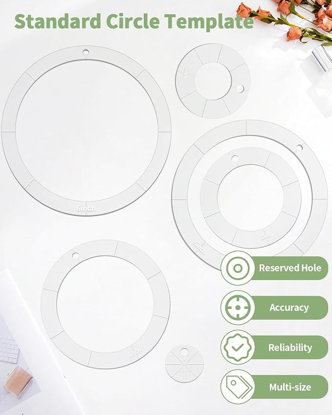 6 PCS Circle Quilting Acrylic Template Set