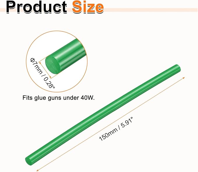 HARFINGTON 10pcs Hot Glue Sticks 0.28" Dia x 5.91" Long EVA Mini Hot Melt