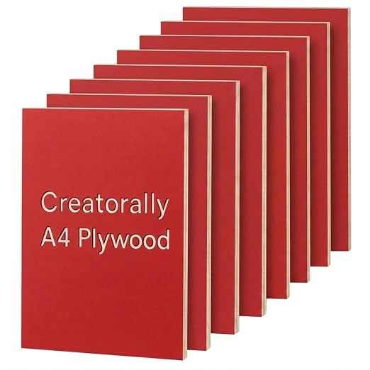 8 Pack Pre-Painted Colored Plywood Sheets, 11.7"x8.3"x1/8" Basswood