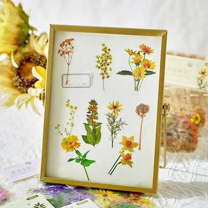 Transparent Pressed Flower Stickers 320 PCS-Dried Resin Leaves- Floral