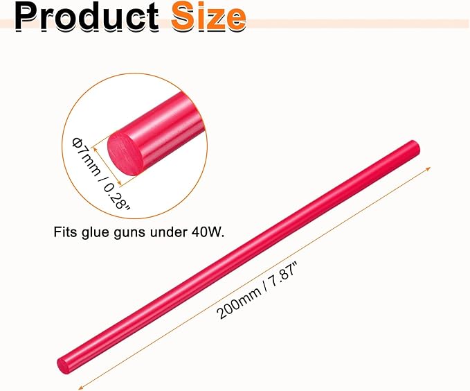 HARFINGTON 10pcs Hot Glue Sticks 0.28" Dia x 7.87" Long EVA Mini Hot Melt