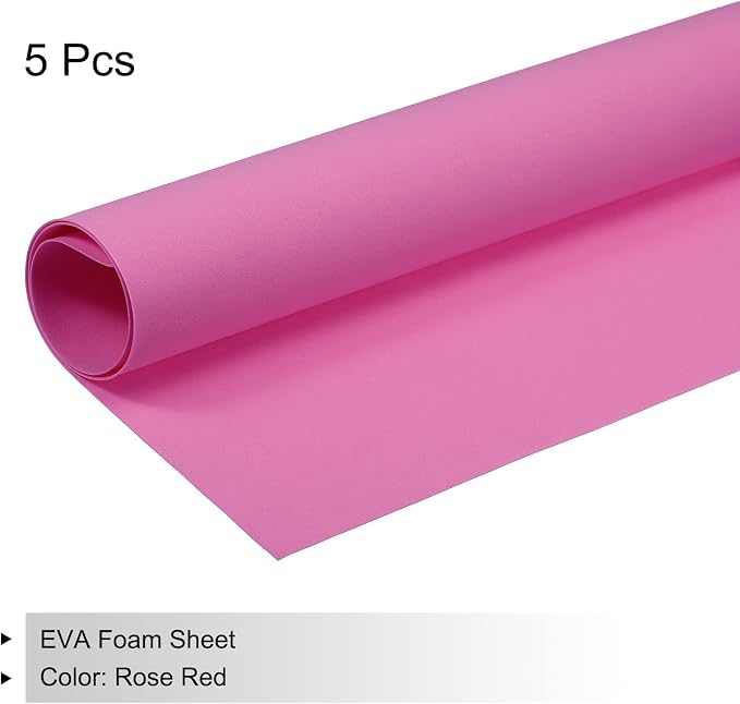 MECCANIXITY EVA Foam Sheets Rose Red 19.7 Inch x 19.3 Inch 1mm Thick Crafts