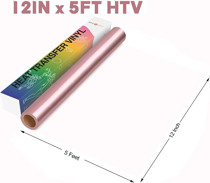 HTVRONT HTV Vinyl Rolls Heat Transfer Vinyl, Rose Gold | HTV Vinyl
