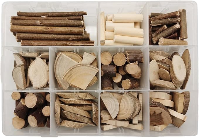 Natural Wood DIY Craft Kit 11 Types of Unfinished Wood Logs, Loose Wood Sticks
