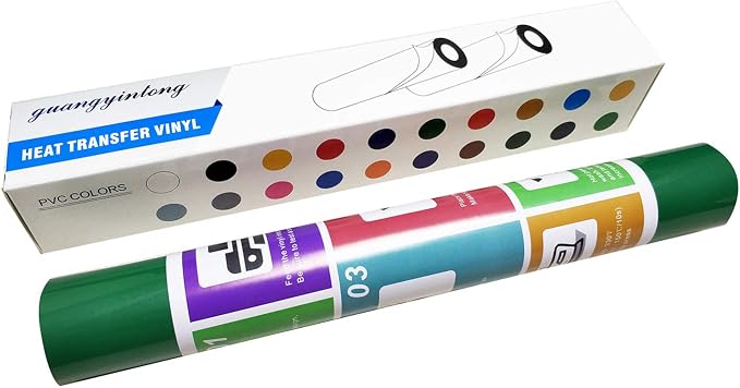 guangyintong Heat Transfer Vinyl Green HTV Rolls, Matte Surface PVC Material