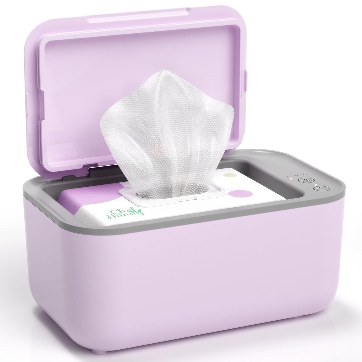 Chefhandy Wipe Warmer with Adjustable Temperature, Silent Heating & Large Capacity | Constant Warmth for Baby or Adult Wipes, Purple