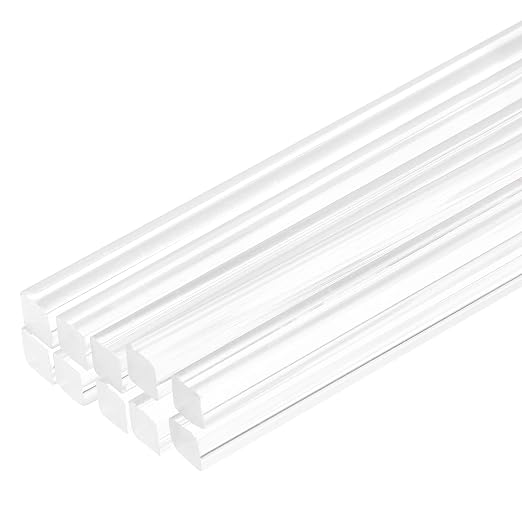 MECCANIXITY 10pcs Acrylic Square Rods 1/16" x 14" Clear Acrylic Dowel Rods