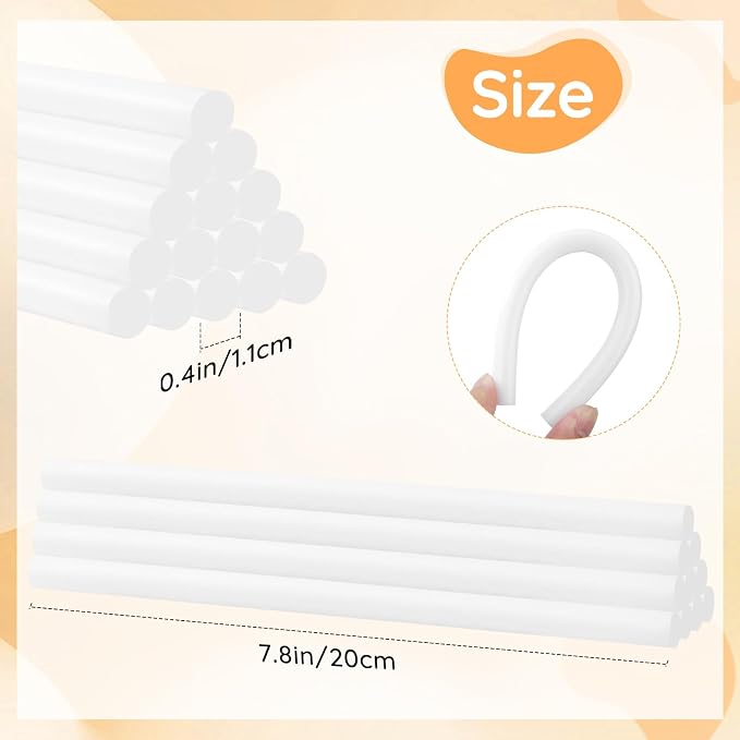 White Hot Glue Sticks, 72 Pack 0.43" Dia x 8" Long White Glue Sticks Standard