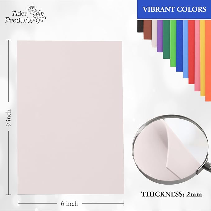 White Eva Foam Sheets, 2mm Thick, 6 x 9 Inch, Handicraft Foam Paper
