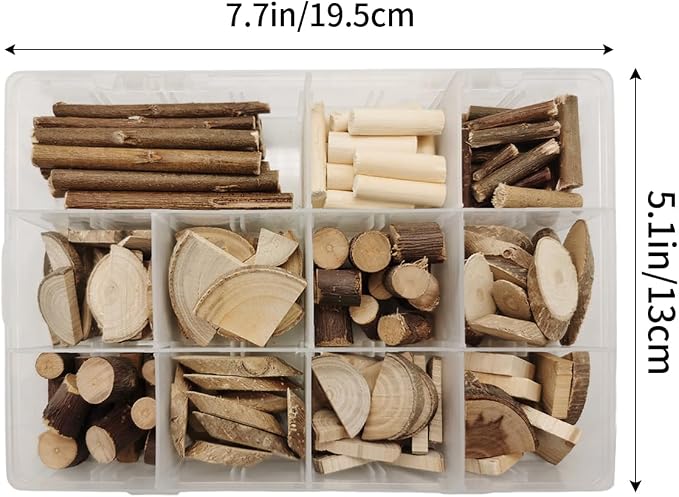 Natural Wood DIY Craft Kit 11 Types of Unfinished Wood Logs, Loose Wood Sticks