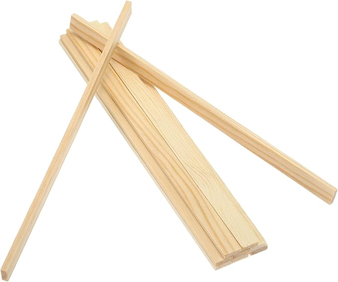 MECCANIXITY 10Pcs Wood Strips Slats, 1/8" x 3/8" x 8" Thin Wood Sticks Flat