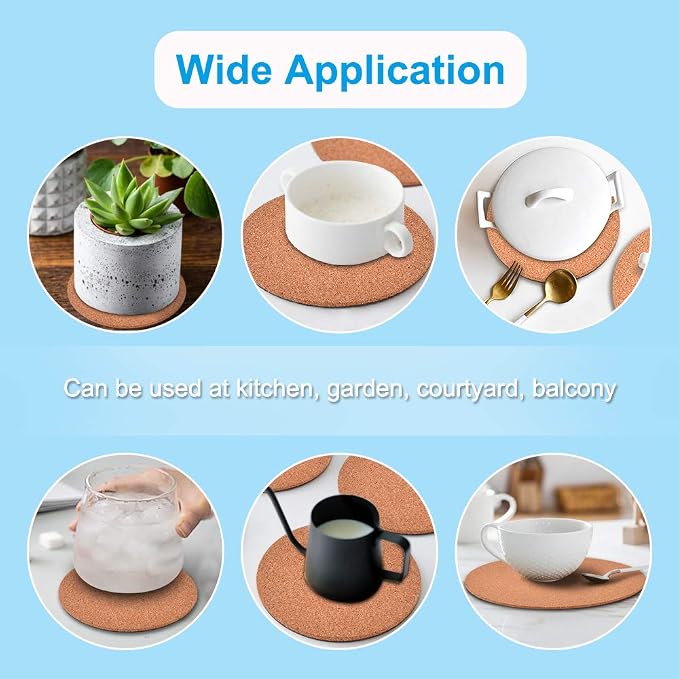 6-Pack 6" Cork Coasters, Round Cork & Plastic Plant Saucers