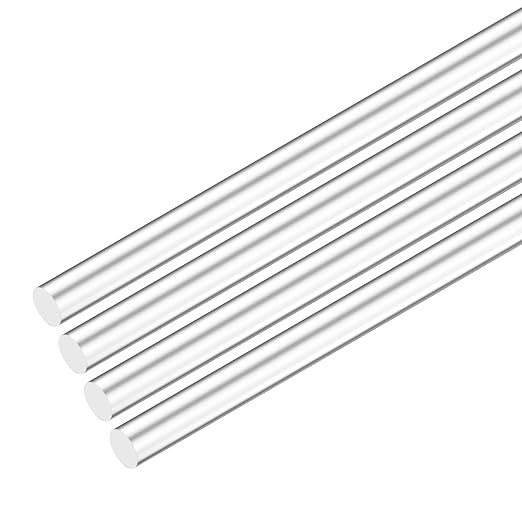 M METERXITY 4-Pack Acrylic Round Rods, 11.81 x 0.39 Inch/ 300 x 10 mm Clear