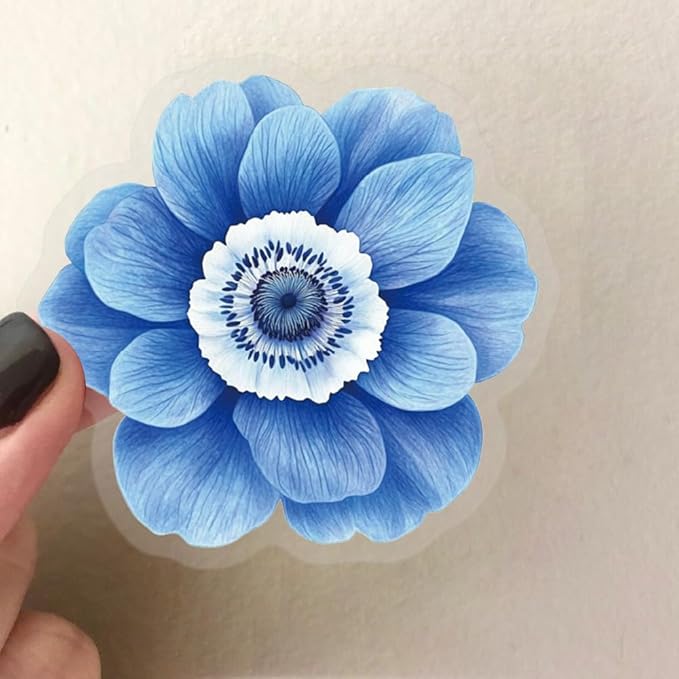 50PCS Transparent Watercolor Flower Stickers, Waterproof PET Floral Decals