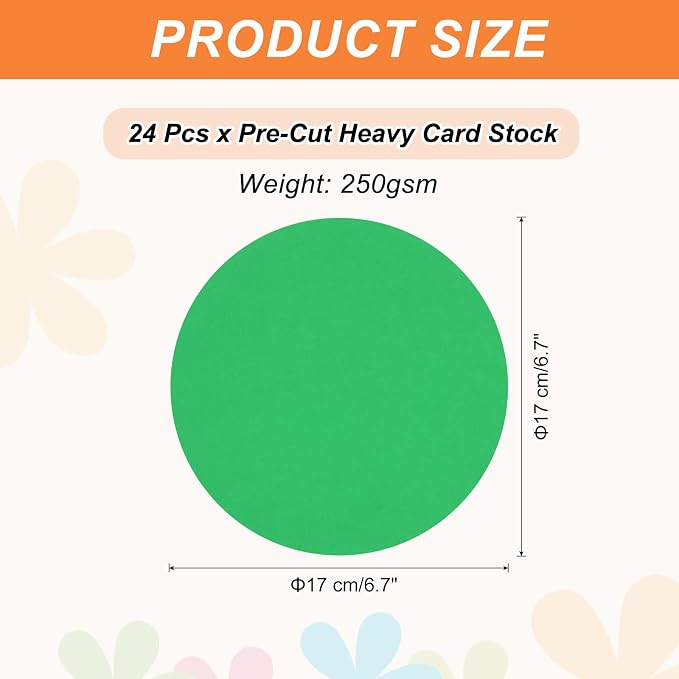 MECCANIXITY 24 Pcs Circle Card Stock, 6.7 Inch Round Cutouts Paper Thick