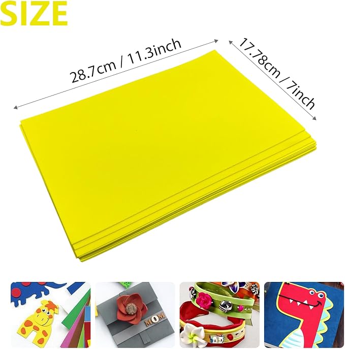 Adhesive Foam Sheets, 7x11.3 Inch Craft Eva Foam Sheets, 2mm Thick 10 Pcs