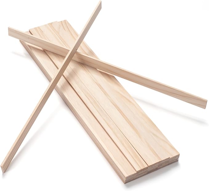 Wooden Dowels for Crafts, Wood Trim Wood Strips Planks Slats for Wall 1/8" ×