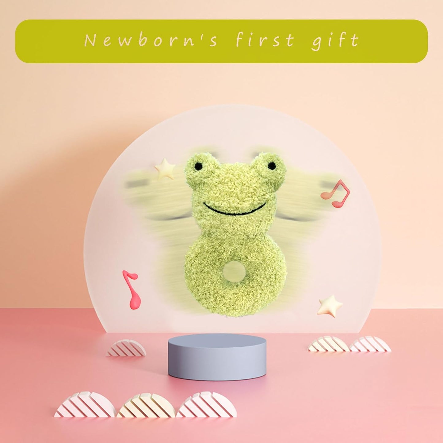 Baby Frog Soft Rattle Toy, Plush Frog Infant Shaker Rattle Easy-Grasp Stuffed Animal Toy, Gifts for Newborns Babies Toddlers Boys Girls, Green, 6 Inches