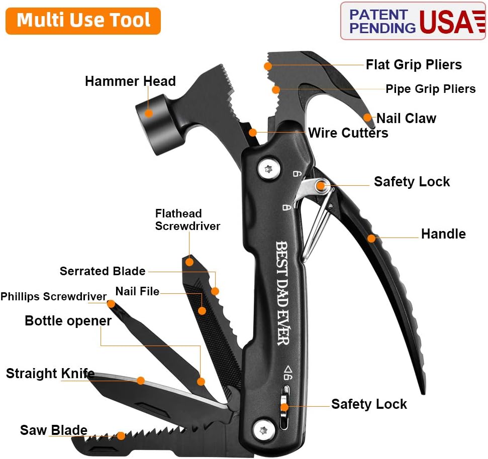 VEITORLD Gifts for Dad from Daughter Son, All in One Tools Hammer Multitool, Stocking Stuffers for Dad Who Wants Nothing, Christmas Birthday Gift Ideas for Men Father, Cool Gadgets, Presents for Dad