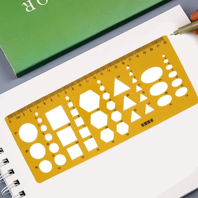 Utoolmart Plastic Drawing Templates Yellow Measuring Rulers Geometric Templates