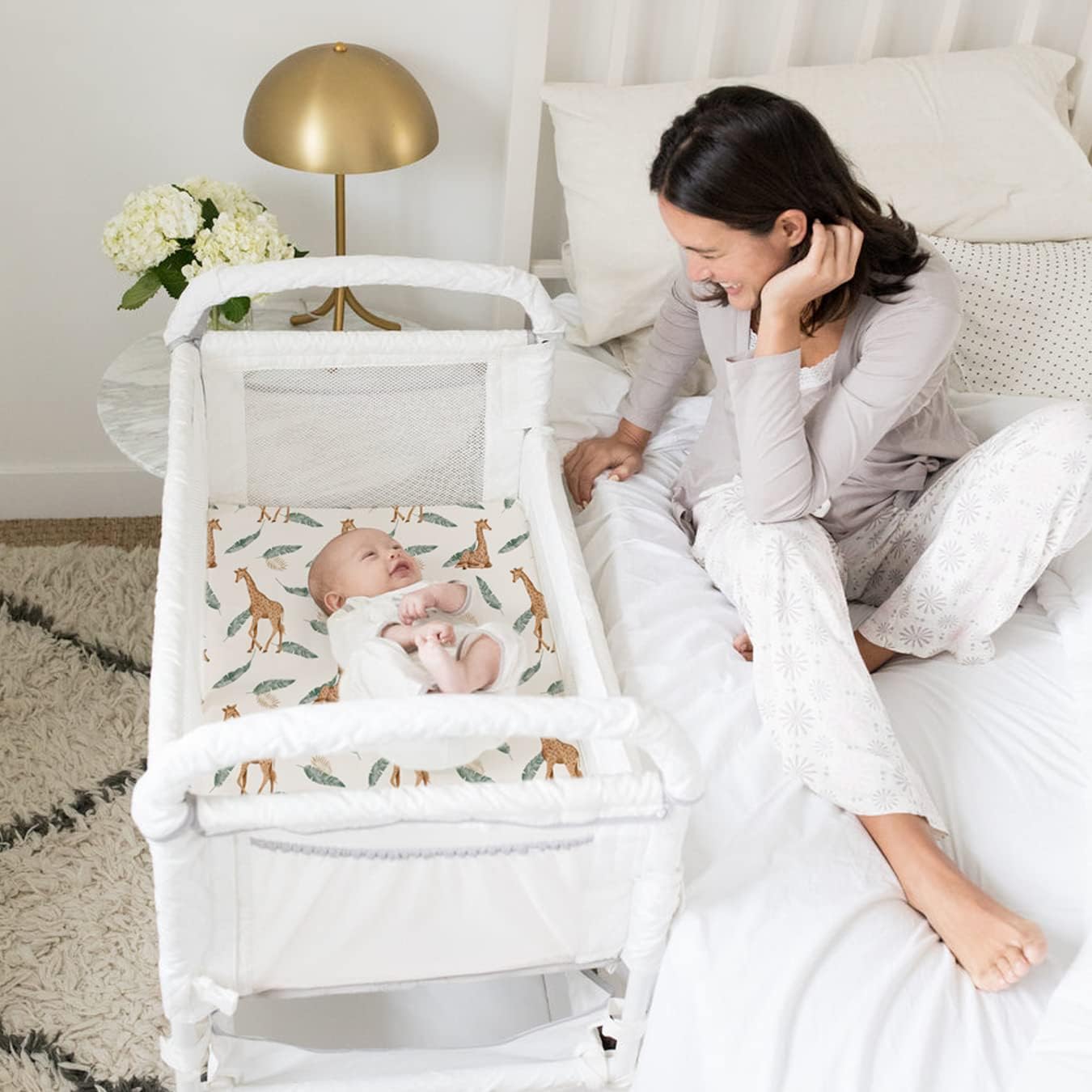 BROLEX 2 Pack Mini Crib Sheets, Stretchy Portable Fitted Playard Sheet Set, Convertible Playard Mattress Cover, Ultra Soft Breathable Material, Giraffe Leaf