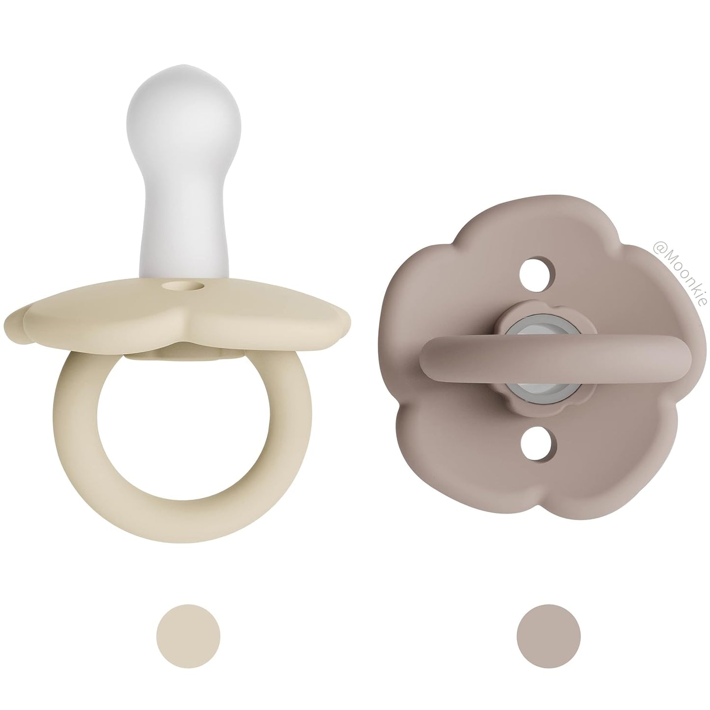 Moonkie Pacifiers Set of 2 | One-Piece Design Baby Pacifier with Large Air Holes | BPA-Free Silicone | Safe for Babies 0-6 Months
