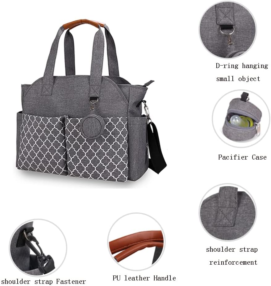 Lmbabter Diaper Bag Tote with Changing Station Upgrade Multi-Function Baby Bag with Adjustable Shoulder Strap