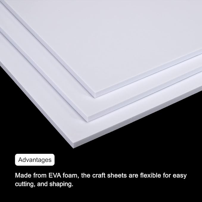 MECCANIXITY EVA Foam Sheets White 9.8 Inch x 9.8 Inch 7mm Thick Crafts Foam