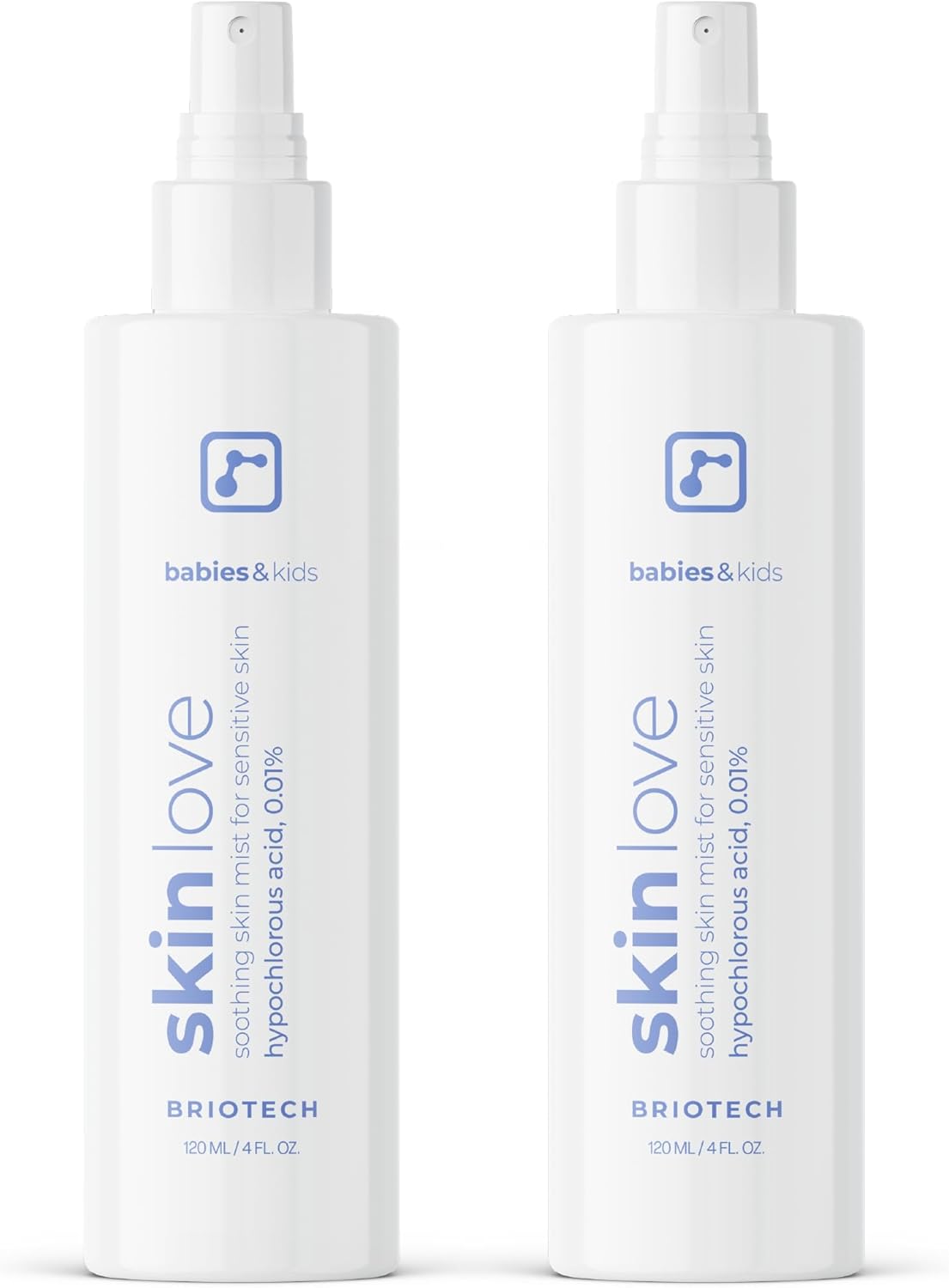 Briotech Baby Skin Love Spray | Gentle Hypochlorous Acid Mist for Soothing, Calming & Cleansing Delicate Skin | Pediatrician-Approved, Added Fragrance-Free | 4 oz (2 Pack)
