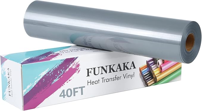 FUNKAKA Silver HTV Heat Transfer Vinyl Rolls, Adhesive HTV Vinyl