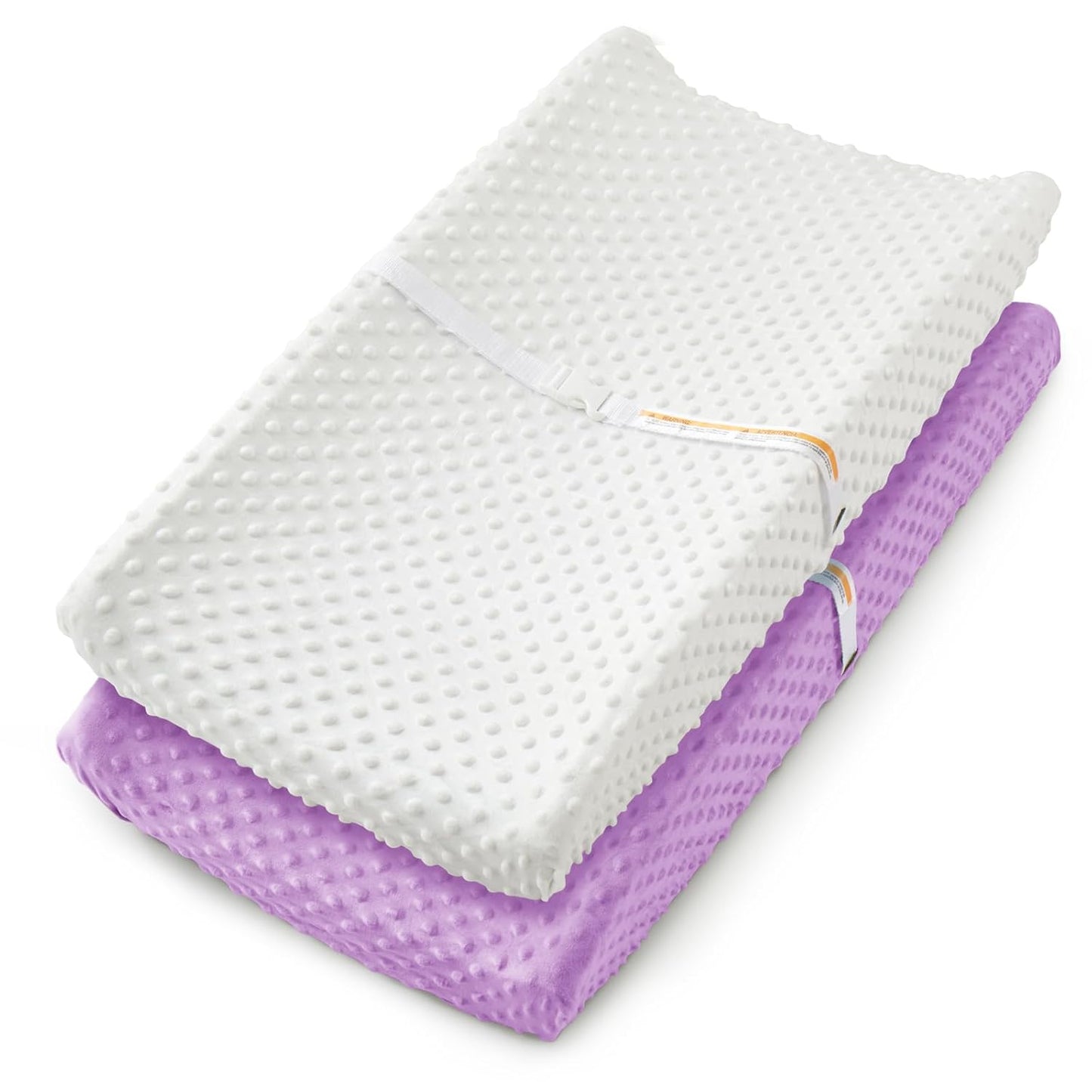 Homiest 2 Pack Changing Pad Cover, White + Light Purple Changing Table Sheets, Ultra Soft Fleece Minky Dot Fabric, Breathable Comfortable Diaper Pad Cover for Girls and Boys, Machine Washable
