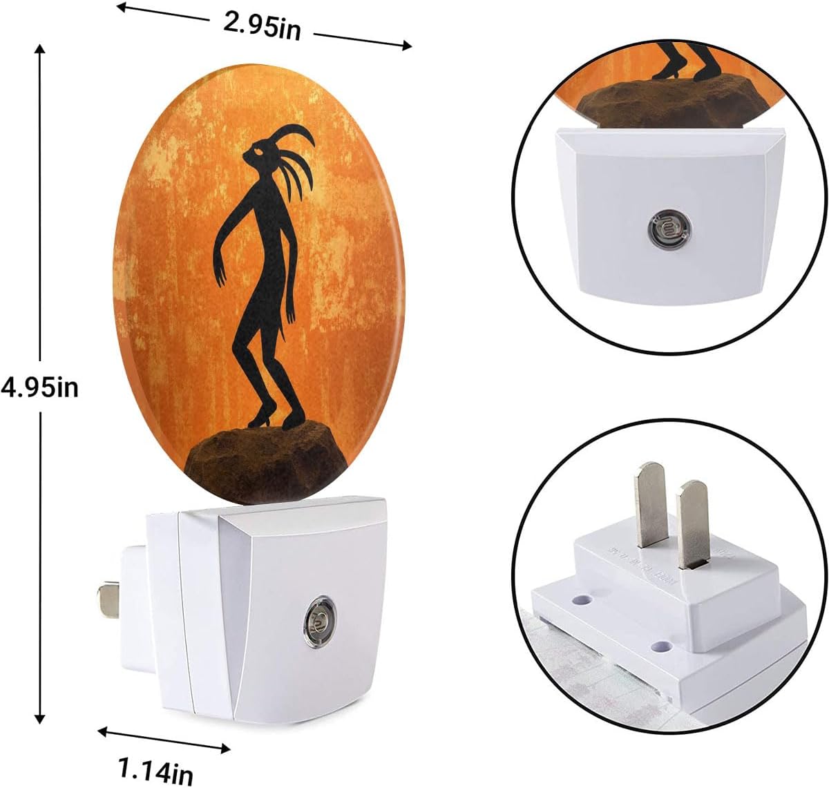 EKOBLA Orange Night Light -0.5W Dusk to Dawn Energy Efficient LED Plug-in Nightlights with Auto Sensor, Soft Glow for Nursery & Bathroom (Image of Native American Cultural Gods)