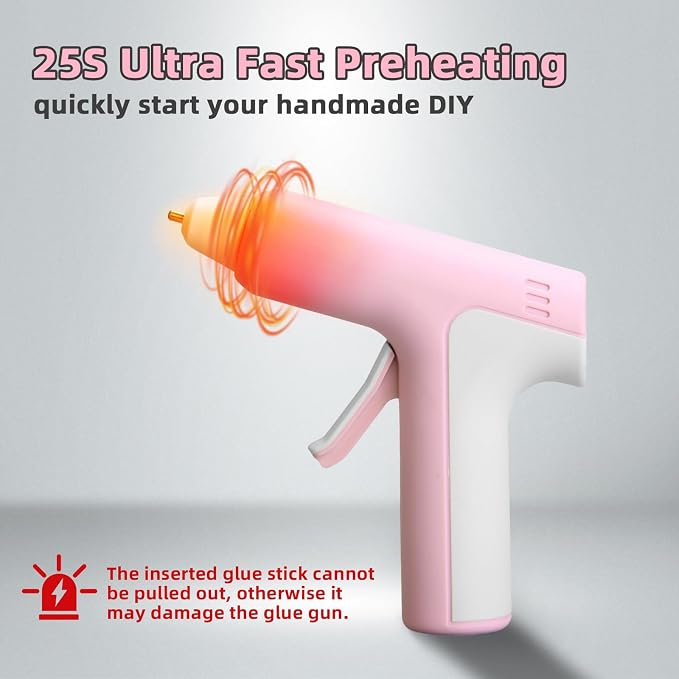 4V Cordless Hot Glue Gun with 20 Glue Sticks, 25s Fast Preheating, 2000mAh