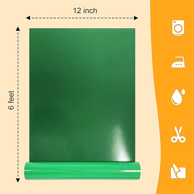 Green Flocked HTV Vinyl Roll, Flock Iron on Vinyl