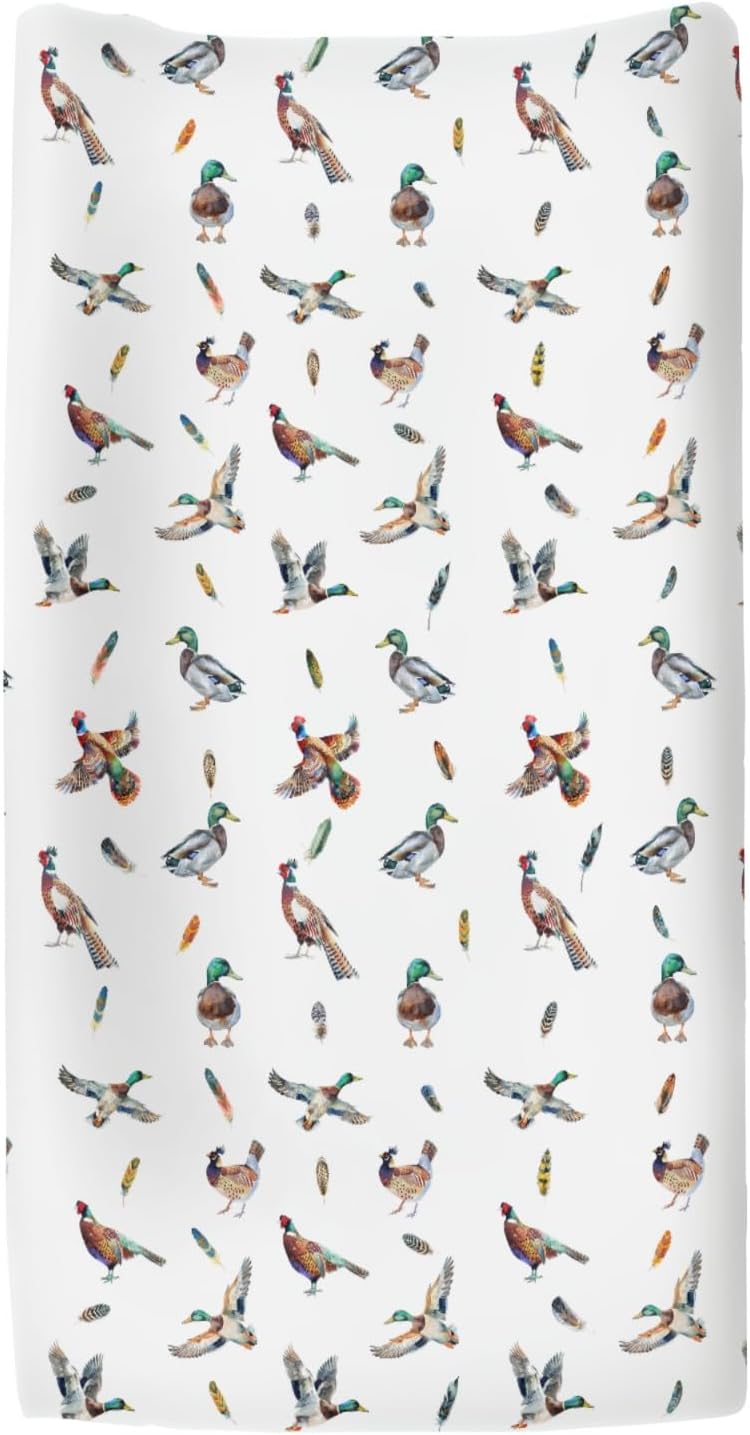 Country Mallard Duck Pheasant Changing Pad Covers for Baby Girl Boy Western Hunting Animals Fitted Change Table Cover Mats Wildlife Soft Diaper Changing Table Sheets 32''×16''