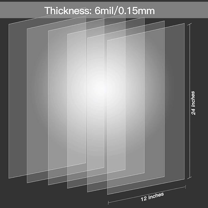 15 Pack 6 Mil Clear Mylar Stencil Sheets, Reusable Template Material, Make Your