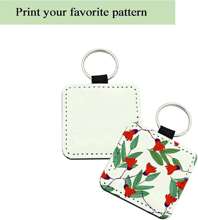 12 Pcs Sublimation Blank Keychains, PU Leather White Keychains Ornament Pendants