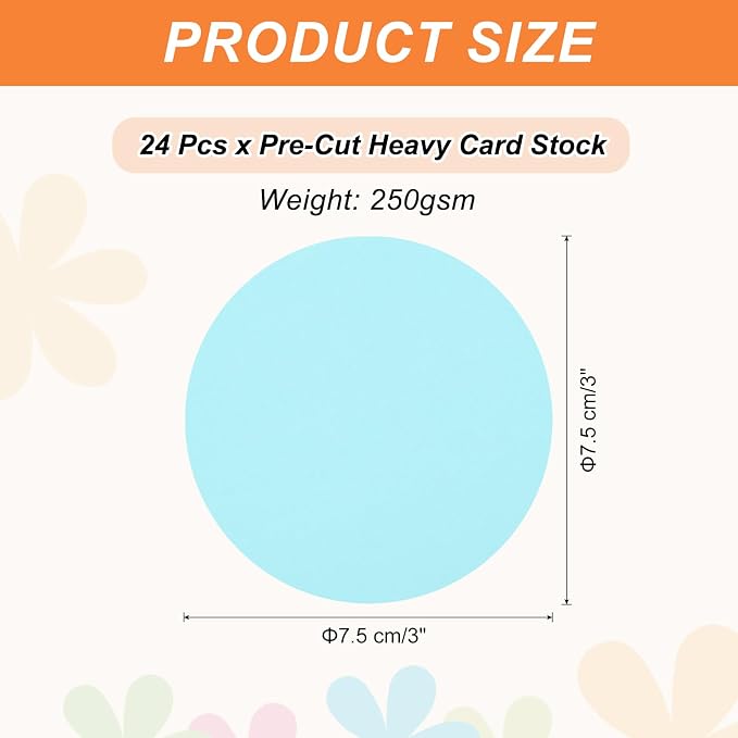 MECCANIXITY 24 Pcs Circle Card Stock, 3 Inch Round Cutouts Paper Thick