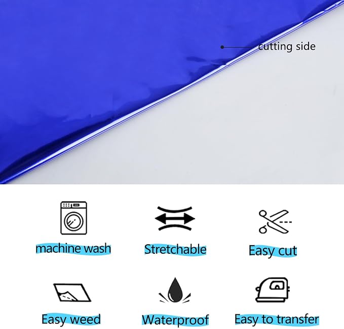 guangyintong Soft Metal Heat Transfer Vinyl Glossy Blue HTV Rolls, HTV Vinyl