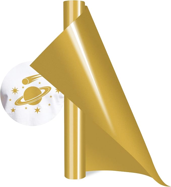 Gold HTV Iron on Vinyl Rolls, Silhouette or Heat Press Machine