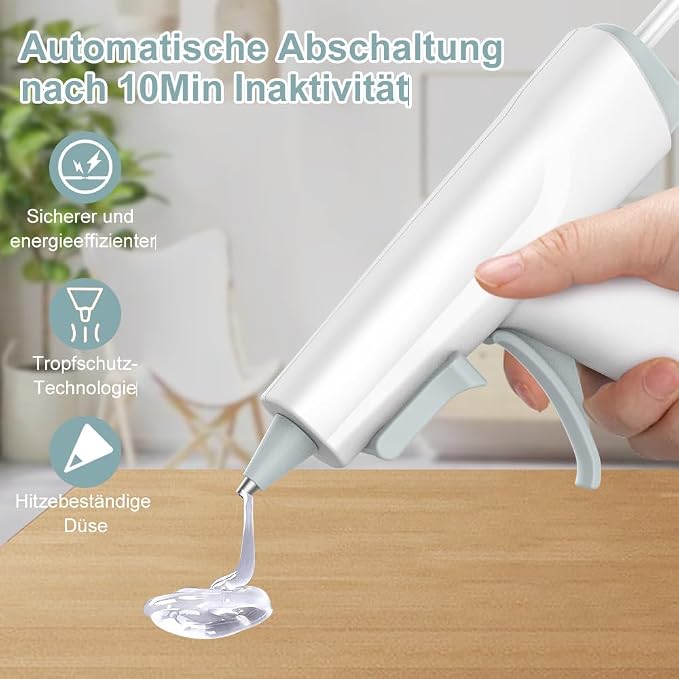 Cordless Hot Glue Gun, Fast Preheat, 2.6Ah Rechargeable Battery, Smart Auto