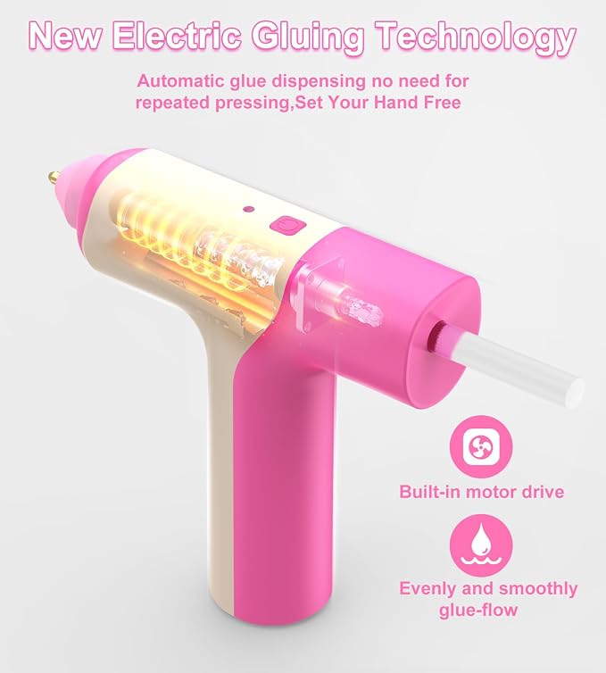 Cordless Hot Glue Gun, Auto Dispensing 15s Heating Fast Craft Glue Gun