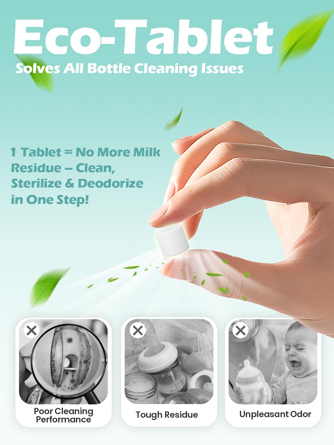 60PCS Official Detergent Cleaning Tablets: for Baby Brezza Grownsy Papablic Momfann Bottle Washer - Baby Bottle Washer Tablets for All Brands Bottles Washers Machines