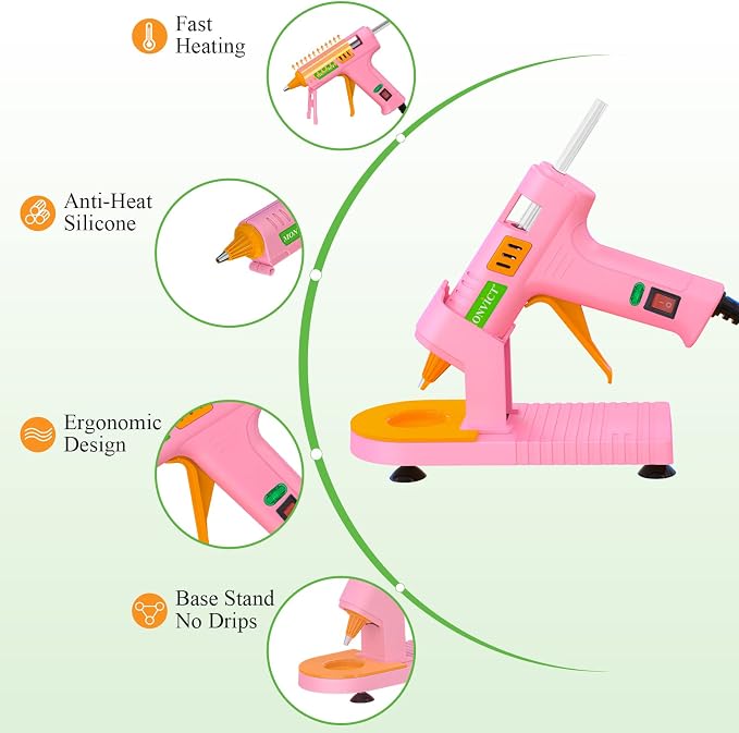 MONVICT Pink Hot Glue Gun Kit, Mini Glue Gun