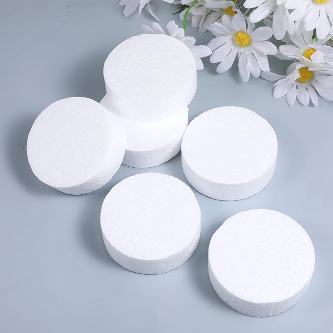 3 Inch Foam Circles for Crafts, 12 Pack 1 Inch Thick White Polystyrene Circles