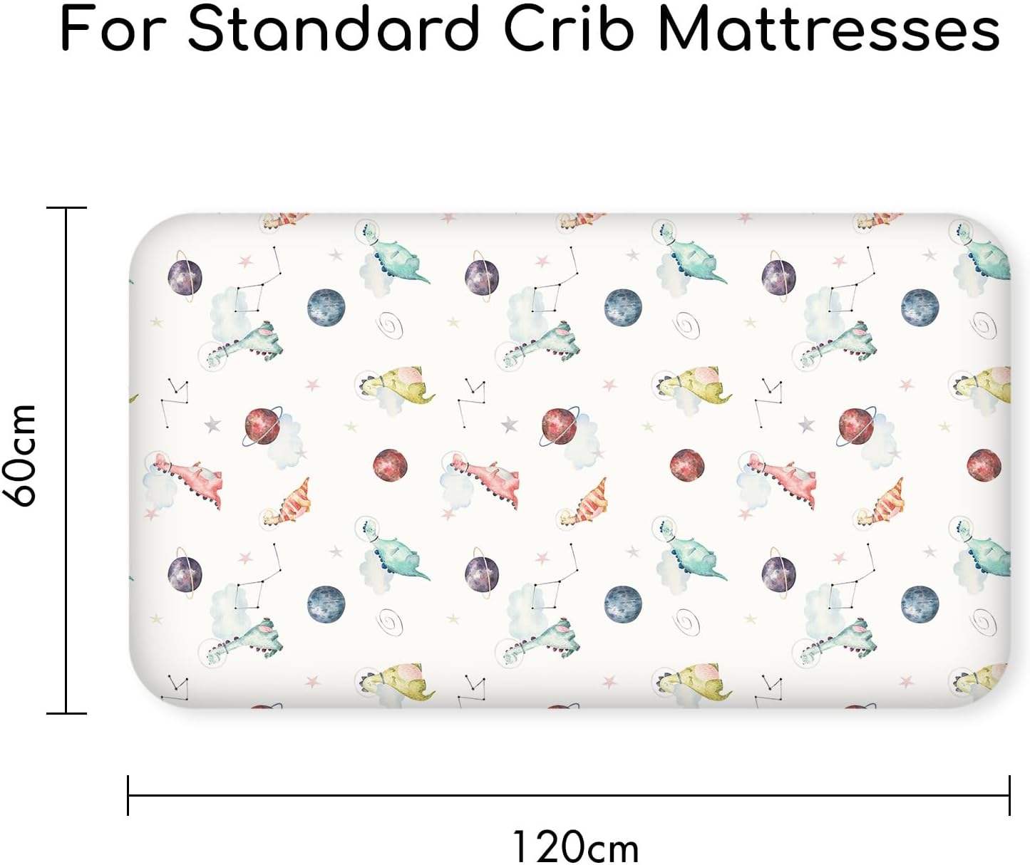 Nap Mat Sheet 47"x24", 3 Pack Dinosaur Baby Crib Sheets Fitted Elastic Corners, Preschool Day Care Rest Mat Cover, Soft Breathable - Compatible with Regalo My Cot, Joovy Travel Cot