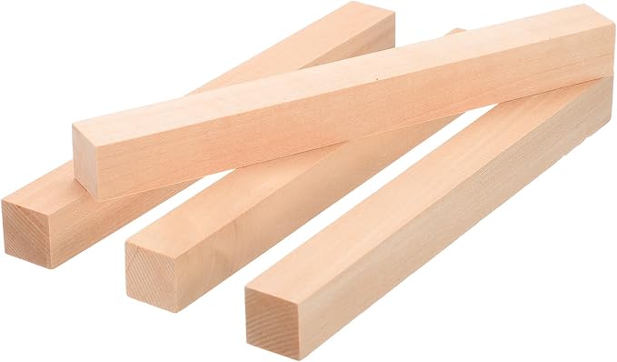 MECCANIXITY 4Pcs Basswood Carving Block, 0.8"x0.8"x8" Square Wooden Dowels