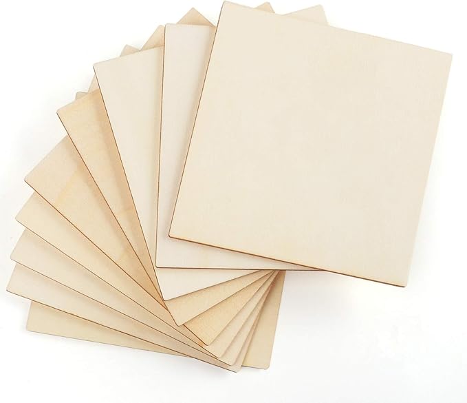 ilauke Wood Squares 5x5 Inch, Wooden Squares