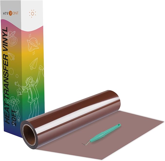 HTVRONT Heat Transfer Vinyl Brown HTV Rolls, HTV Vinyl