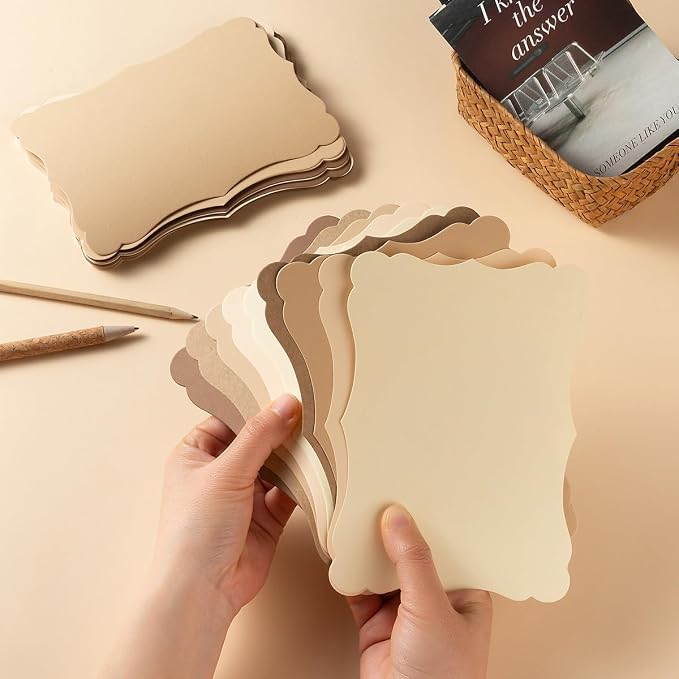 50 Pack Blank Kraft Greeting Cards, 5 Colors, 4x6IN | Thick Cardstock Paper